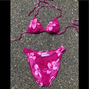 Beautiful pink floral string bikini